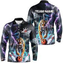 Load image into Gallery viewer, Custom Colorful Thunder Lightning Tiger Bowling Team Shirt For Men, Bowling League Shirt Outfit IPHW7997