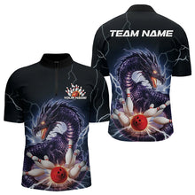 Load image into Gallery viewer, Custom Thunder Lightning Dragon Bowling Quarter-Zip Shirts For Men, Dragon Bowling League Shirt IPHW8677
