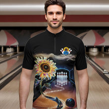 Load image into Gallery viewer, Custom Sunflower Bowling Quarter-Zip Shirts For Men, Sunflower Bowling Tournament Team Shirt IPHW8437