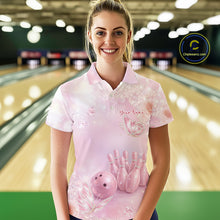 Load image into Gallery viewer, Custom Elegant Roses And Butterfly Women Bowling Polo Shirts, Dreamy Ladies Bowling Shirt IPHW11061