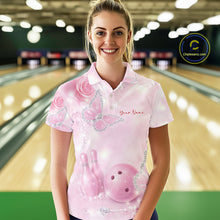 Load image into Gallery viewer, Custom Elegant Roses And Butterfly Women Bowling Polo Shirts, Dreamy Ladies Bowling Shirt IPHW11069