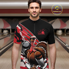 Load image into Gallery viewer, Custom Red Camo Funny Turkey Bowling Team Shirt For Men, Turkey Bowling Jerseys IPHW10550