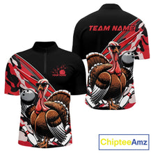 Load image into Gallery viewer, Custom Red Camo Funny Turkey Bowling Team Shirt For Men, Turkey Bowling Jerseys IPHW10550