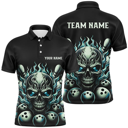 Multi-Color Custom Skull Bowling Shirts For Men And Women, Unisex Flame Bowling Team Shirts For Bowlers IPHW5926