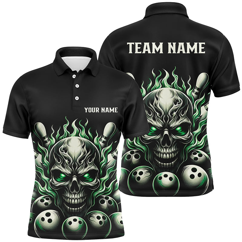 Multi-Color Custom Skull Bowling Shirts For Men And Women, Unisex Flame Bowling Team Shirts For Bowlers IPHW5926