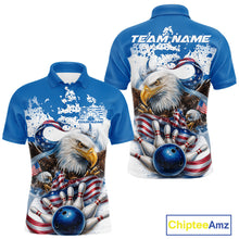Load image into Gallery viewer, Custom Patriotic US Flag Eagle Bowling Men Shirt, USA Bowling Team League Shirt IPHW10164