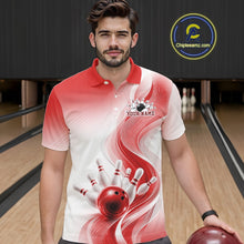 Load image into Gallery viewer, Custom Red Bowling Jerseys For Men, Bowling Team Tournament Polo Shirt Bowler Outfit IPHW11367
