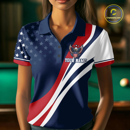 Custom Patriotic American Flag Bald Eagle 8 And 9 Ball Yinyang Billiards Shirt IPHW11680