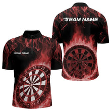 Load image into Gallery viewer, Custom Black And Red Fire Flame Dartboard Dart Quarter-Zip Shirts For Men, Dart Tournament Shirt IPHW8494