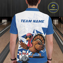 Load image into Gallery viewer, White And Blue Custom Funny Turkey Bowling Men Shirt, Bowling League Team Shirt IPHW10805