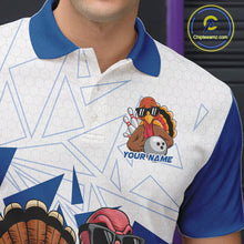 Load image into Gallery viewer, White And Blue Custom Funny Turkey Bowling Men Shirt, Bowling League Team Shirt IPHW10805