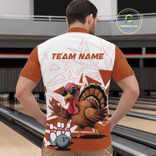 Load image into Gallery viewer, White And Orange Custom Funny Turkey Bowling Men Shirt, Bowling League Team Shirt IPHW10807