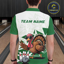 Load image into Gallery viewer, White And Green Custom Funny Turkey Bowling Men Shirt, Bowling League Team Shirt IPHW10808