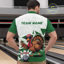 Load image into Gallery viewer, White And Green Custom Funny Turkey Bowling Men Shirt, Bowling League Team Shirt IPHW10808
