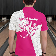 Load image into Gallery viewer, Custom White And Pink Retro Style Bowling Team Shirts For Men And Women, Bowling Jerseys IPHW10603