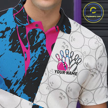 Load image into Gallery viewer, Custom Blue And Pink Camo Bowling Team Shirts For Men And Women, Camouflage Bowler Outfit IPHW10606