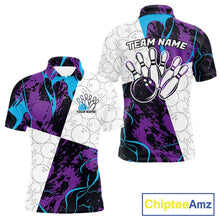 Load image into Gallery viewer, Custom Blue And Purple Camo Bowling Team Shirt For Men And Women, Camouflage Bowler Outfit IPHW10608