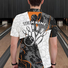 Load image into Gallery viewer, Custom Blue And Orange Camo Bowling Team Shirt For Men And Women, Camouflage Bowler Outfit IPHW10609