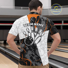 Load image into Gallery viewer, Custom Blue And Orange Camo Bowling Team Shirt For Men And Women, Camouflage Bowler Outfit IPHW10609