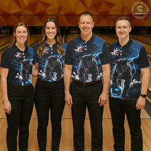 Load image into Gallery viewer, Blue Thunder Lightning Custom Panther Bowling Polo Shirts For Men, Panther Bowling Jerseys IPHW8272