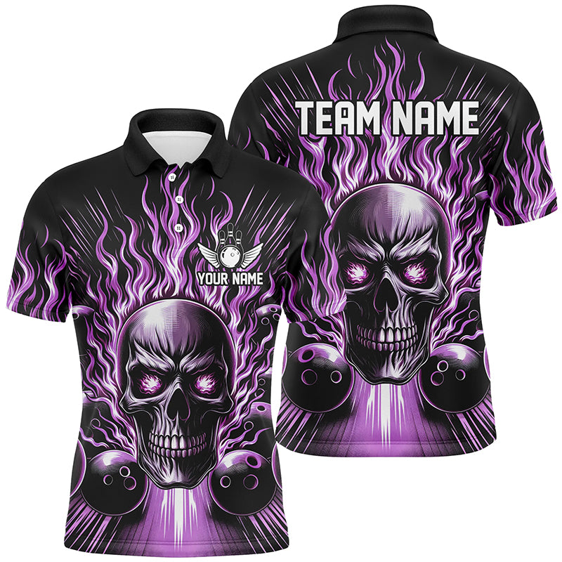 Personalized Multi-Color Skull Bowling Shirt For Men, Women And Kids, Custom Team'S Name Flame Bowler Jerseys IPHW5819