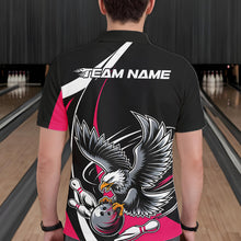 Load image into Gallery viewer, Custom Black And Pink Eagle Bowling Jerseys, Eagle Bowling League Shirt Team Uniform IPHW10812