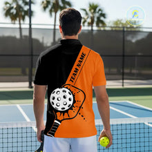 Load image into Gallery viewer, Black And Orange Custom Pickleball Team Shirts For Men, Pickleball Jersey Outfit IPHW10822