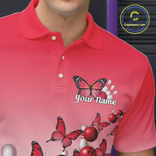 Load image into Gallery viewer, Custom Red Gradient Butterfly Bowling Men Polo Shirts For Team, Bowling League Shirt IPHW10824
