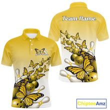 Load image into Gallery viewer, Custom Yellow Gradient Butterfly Bowling Men Polo Shirts For Team, Bowling League Shirt IPHW10826