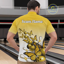 Load image into Gallery viewer, Custom Yellow Gradient Butterfly Bowling Men Quarter-Zip Shirts For Team, Bowling League Shirt IPHW10826