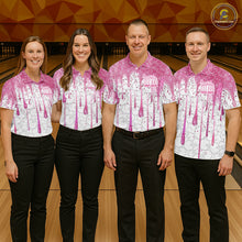 Load image into Gallery viewer, 3D Pink Glitter Pink Ribbon Pattern Custom Breast Cancer Bowling Polo Shirts For Men And Women IPHW7051