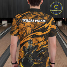 Load image into Gallery viewer, Custom Yellow Camo Flame Bowling Men Polo Shirts, Camouflage Bowling Team Jerseys IPHW10348