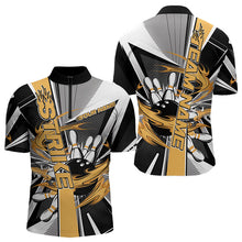 Load image into Gallery viewer, Custom Black And Yellow Strike Bowling Men Quarter-Zip Shirts, Bowling Team League Shirt With Name IPHW8759