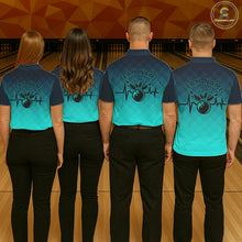 Load image into Gallery viewer, Bowling Heartbeat Pulse Line Blue Argyle Custom Bowling Team Shirts For Women IPHW6253
