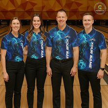Load image into Gallery viewer, Custom Blue Thunder Lightning Bowling Team Men Polo Shirt, Dragon Bowling Jerseys IPHW10194