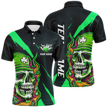 Load image into Gallery viewer, Custom St Patrick'S Day Skull Unisex Bowling Polo /Quarter-Zip Shirts, Green Bowling Team Shirt IPHW5981