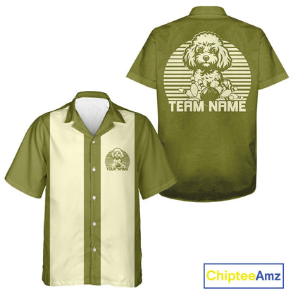Custom Poodle Retro Button Up Bowling Shirt, Vintage Dog Lovers Bowling Shirt IPHW10222