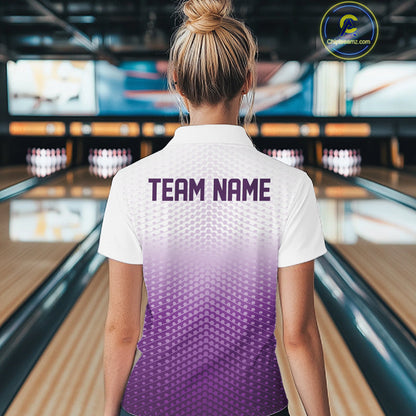 Custom Name Purple Bowling Jerseys Women, Bowling League Quarter-Zip Shirt Bowler Outift IPHW10657