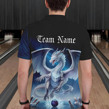 Load image into Gallery viewer, Custom Blue Ice Dragon Bowling Polo Shirts For Men, Dragon Bowling League Shirt IPHW8301