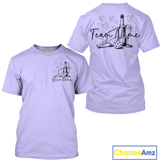 Custom Purple Pickleball T-Shirts For Men, Pickleball And Wine Lovers Uniform IPHW9461