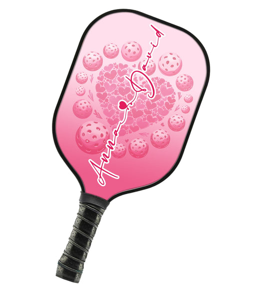 1PC Custom Pink Heart Pickleball Paddle For Men And Women, Valentines Pickleball Couple IPHW8193