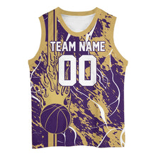 Load image into Gallery viewer, Custom Purple And Sand Flame Basketball Jerseys With Name And Number, Basketball Team Uniform IPHW10524