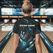 Load image into Gallery viewer, Custom Turquoise Blue Dragon Bowling Jersey, Dragon Bowling Team Women Quarter-Zip Shirt IPHW10363