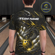 Load image into Gallery viewer, Custom Black And Gold Dragon Bowling Jerseys, Dragon Bowling Team Men Polo Shirt IPHW10364