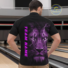 Load image into Gallery viewer, Custom Purple Thunder Lightning Lion Bowling Shirt For Men, Lion Bowling Team Jerseys IPHW10667