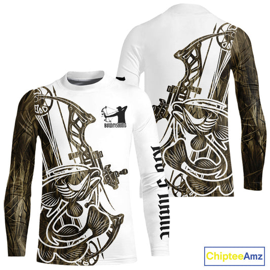 Custom Grass Camo Catfish Bowfishing Kid Long Sleeve Tournament Shirts, Catfish Bow Fishing Shirt IPHW9289
