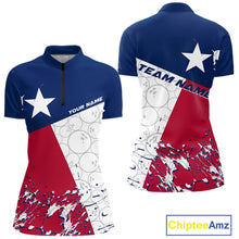 Load image into Gallery viewer, Custom Texas Flag Bowling Women Quarter-Zip Shirts, Bowling League Shirt Team Uniform IPHW9632