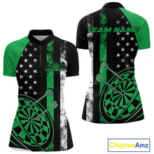 Load image into Gallery viewer, Custom Green Thin Line US Flag Patriotic Dartboard Dart Women Quarter-Zip Team Shirts IPHW9646