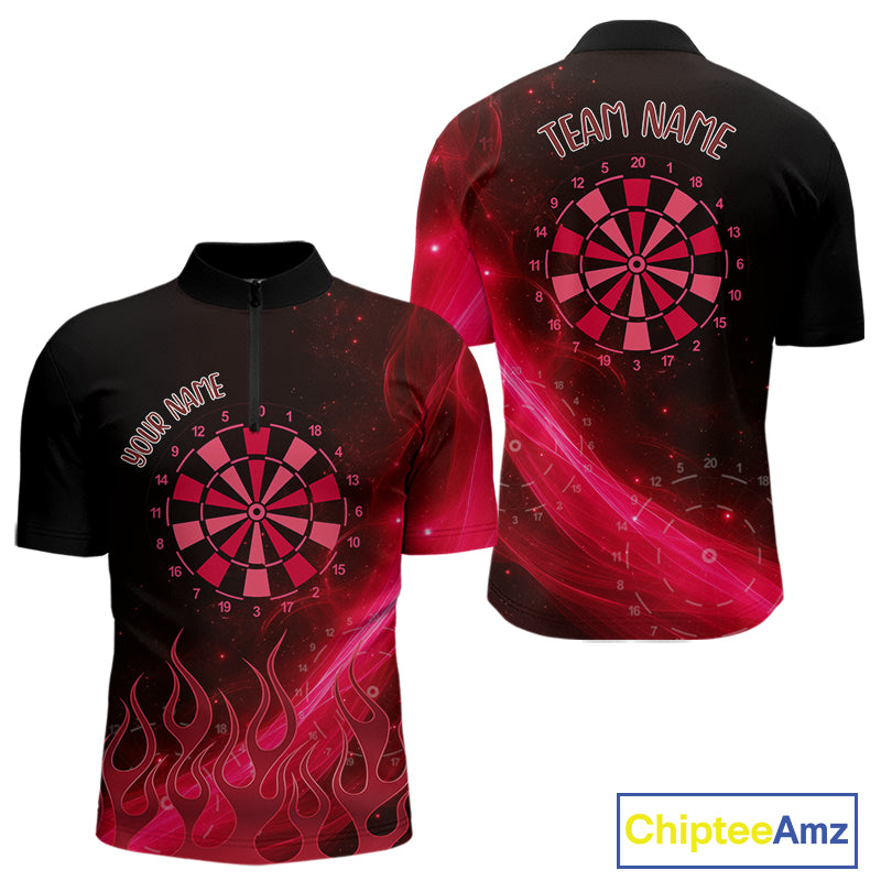 Dartboard 3D Lightning Darts Shirt For Men Custom Name & Team Jersey | Opt3 - Red NYN0647