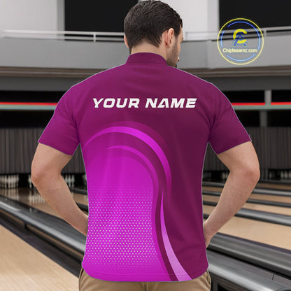 Custom Purple Bowling Team Quarter-Zip Shirts For Men, Bowling Tournament Bowling League Shirt IPHW9237